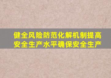 健全风险防范化解机制提高安全生产水平确保安全生产
