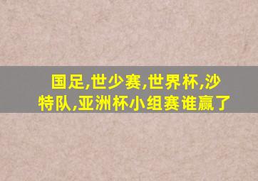 国足,世少赛,世界杯,沙特队,亚洲杯小组赛谁赢了